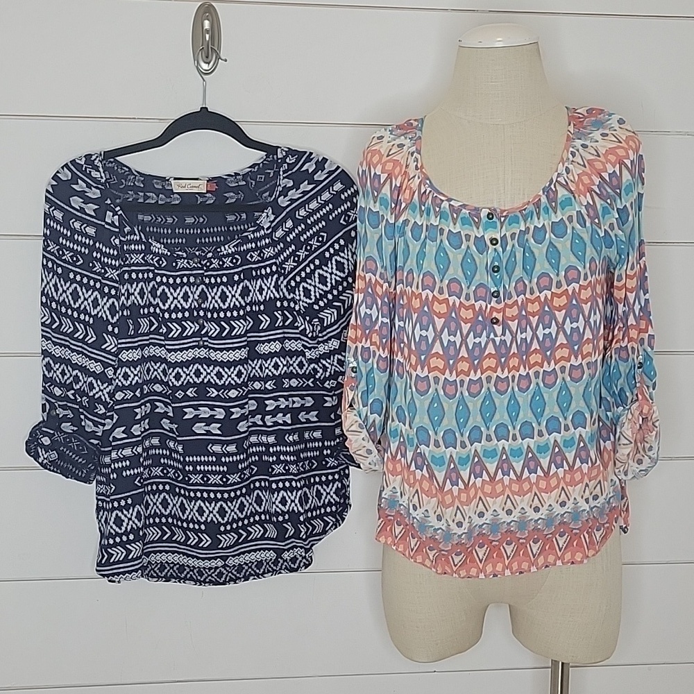 LOT Red Camel large 2 bohemian blouses